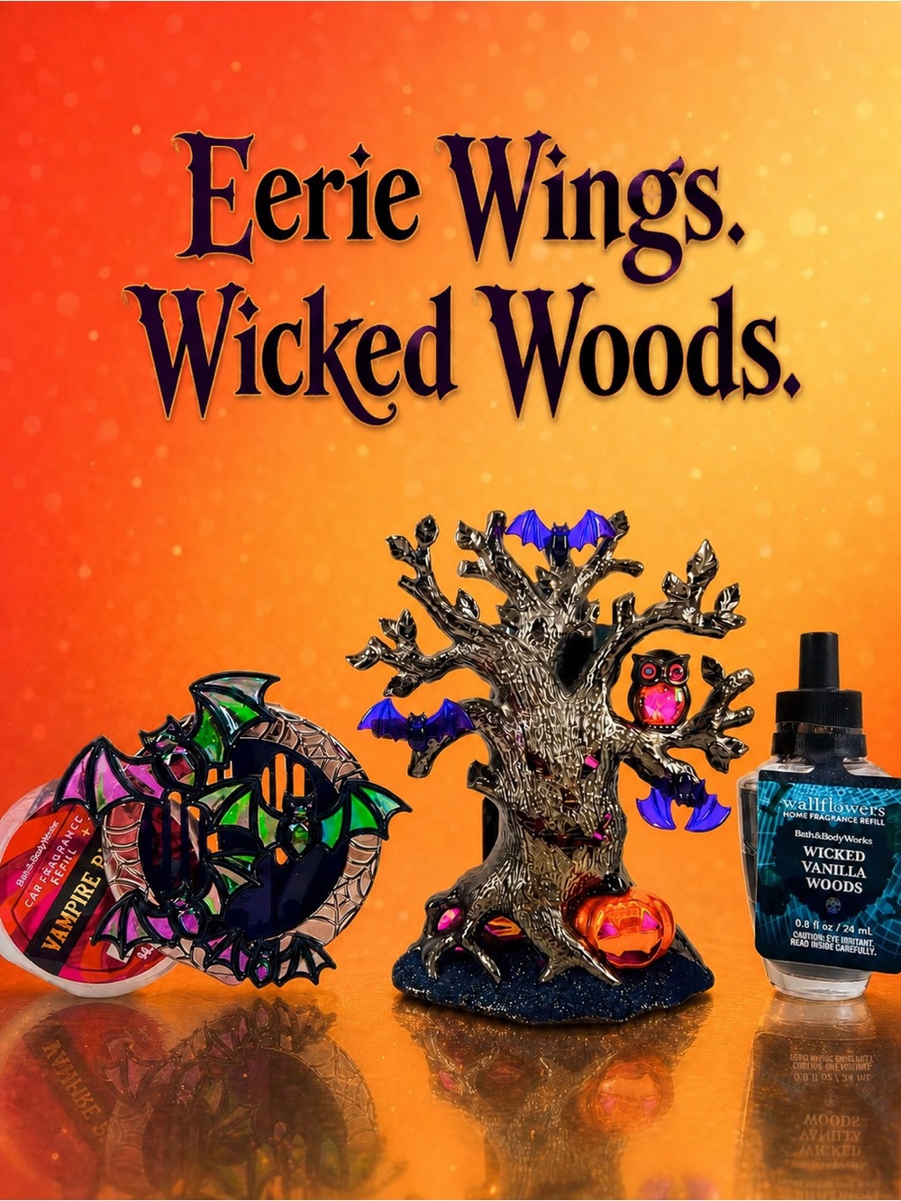 BBW Haunted Monster Tree Iridescent Bats Wicked Vanilla Woods Vampire Blood Set